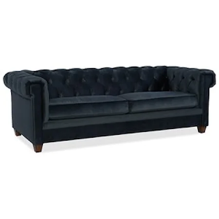 Transitional Chesterfield Sofa with Track Arms and Nailheads